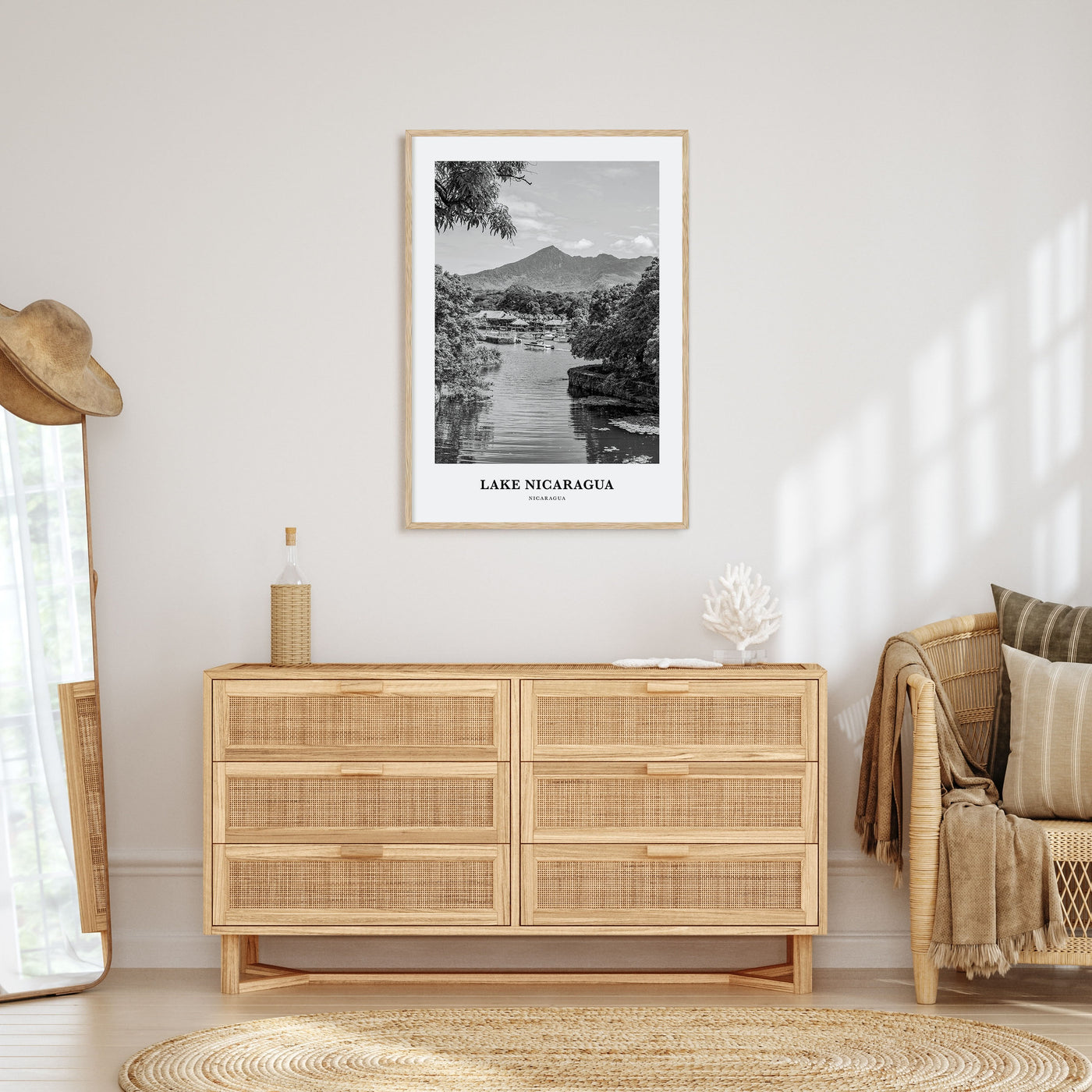 Lake Nicaragua Portrait B&W Poster