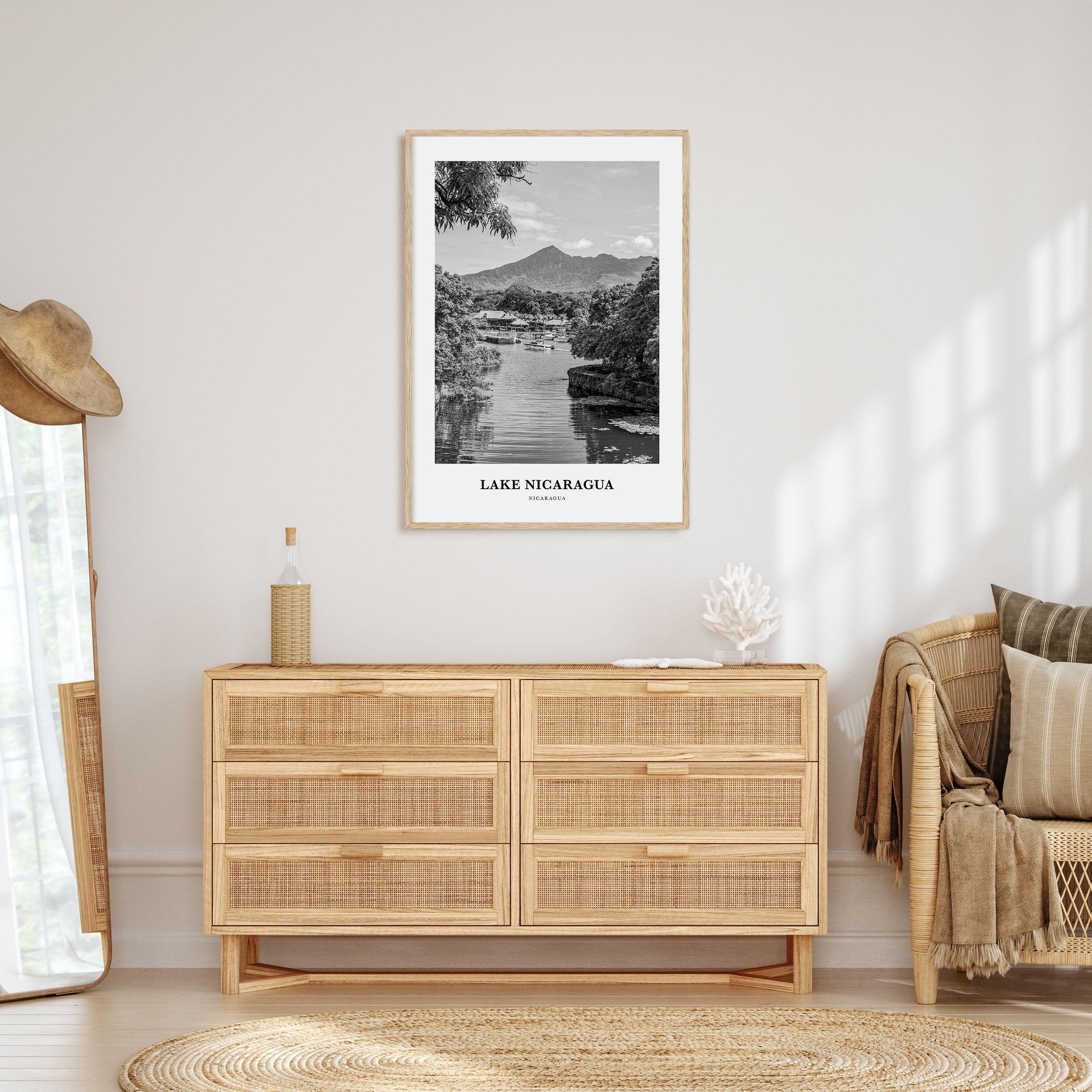 Lake Nicaragua Portrait B&W Poster