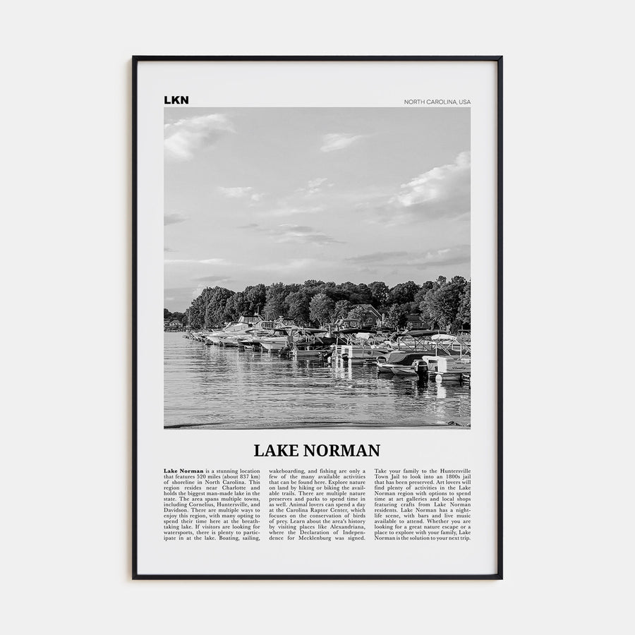 Lake Norman Travel B&W Poster