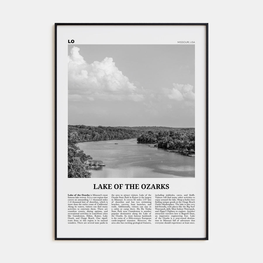 Lake of the Ozarks Travel B&W Poster