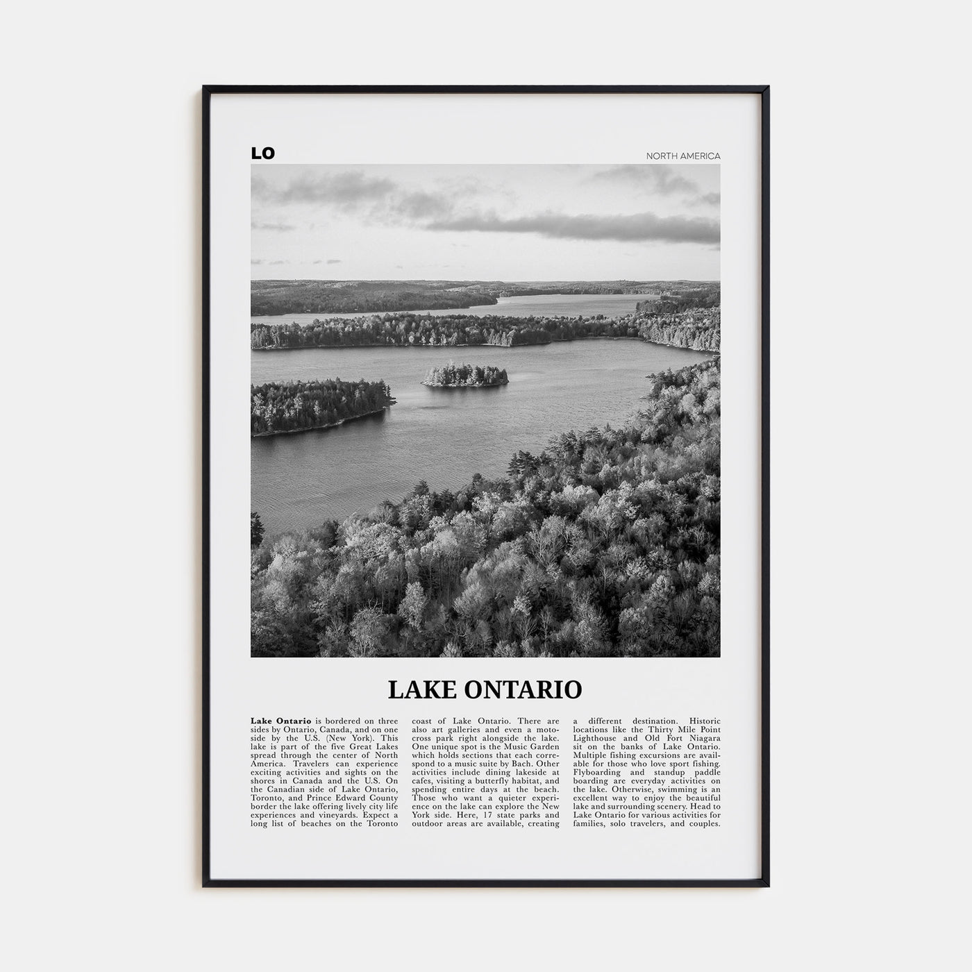 Lake Ontario Travel B&W Poster