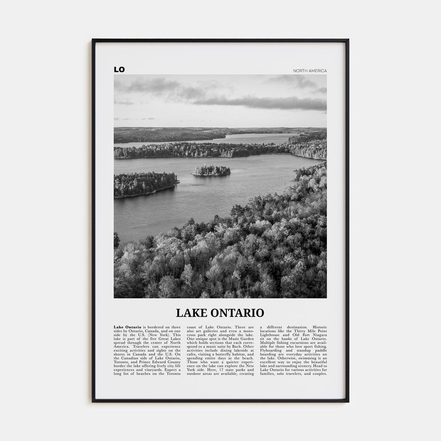 Lake Ontario Travel B&W Poster