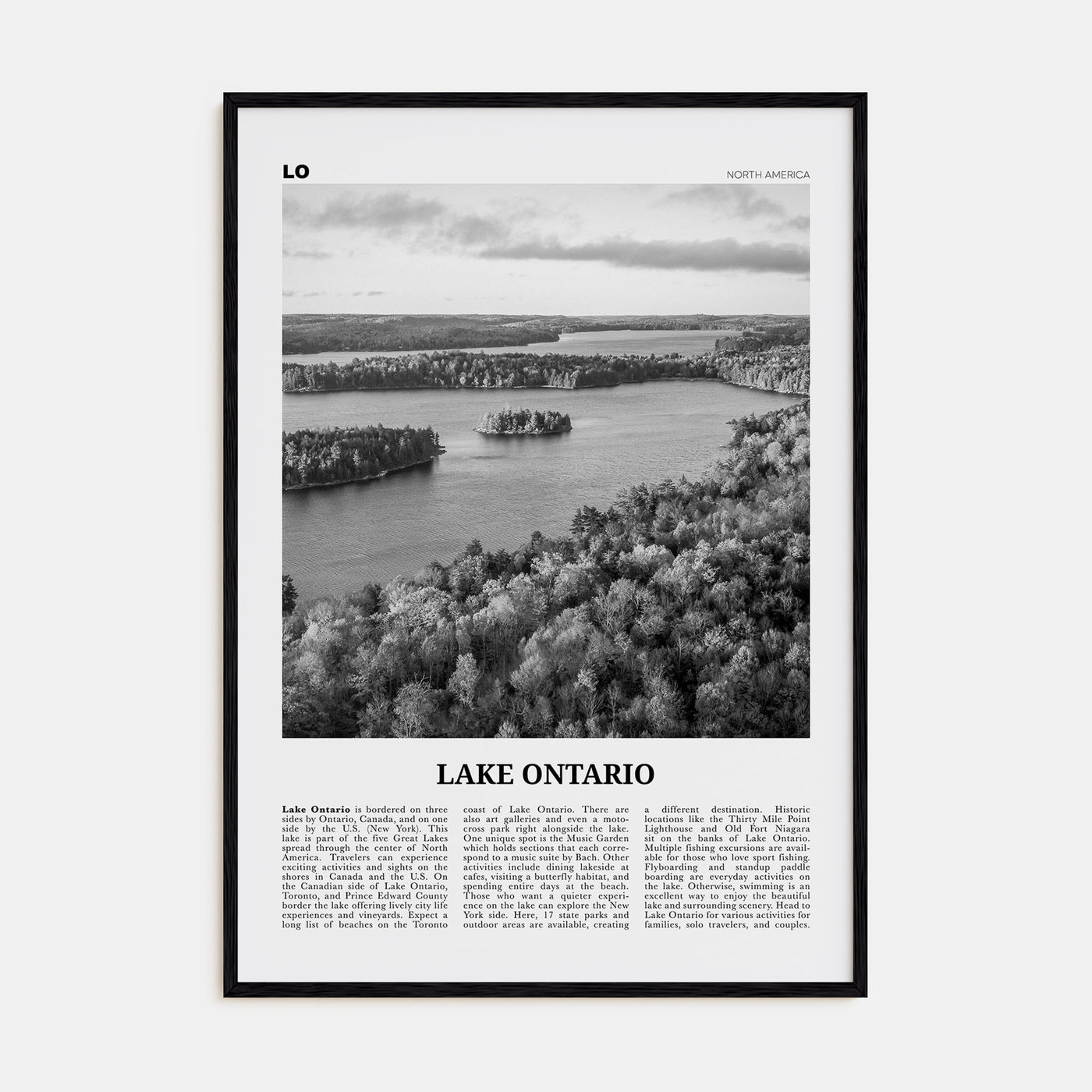 Lake Ontario Travel B&W Poster