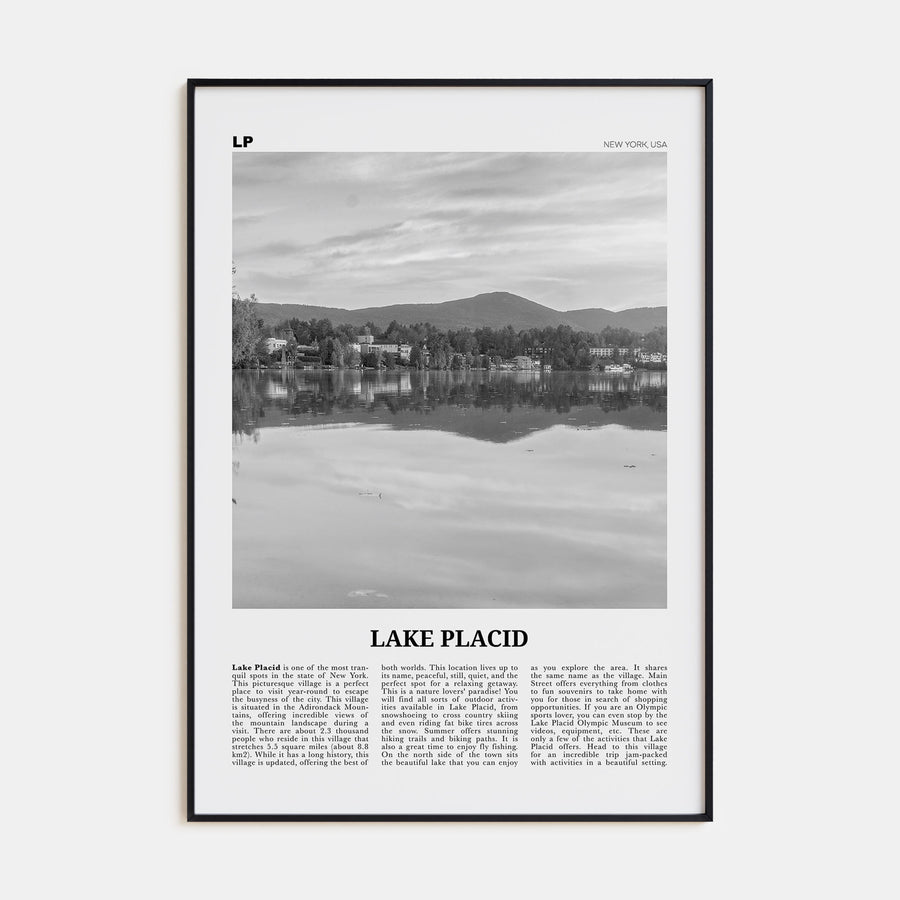 Lake Placid Travel B&W Poster