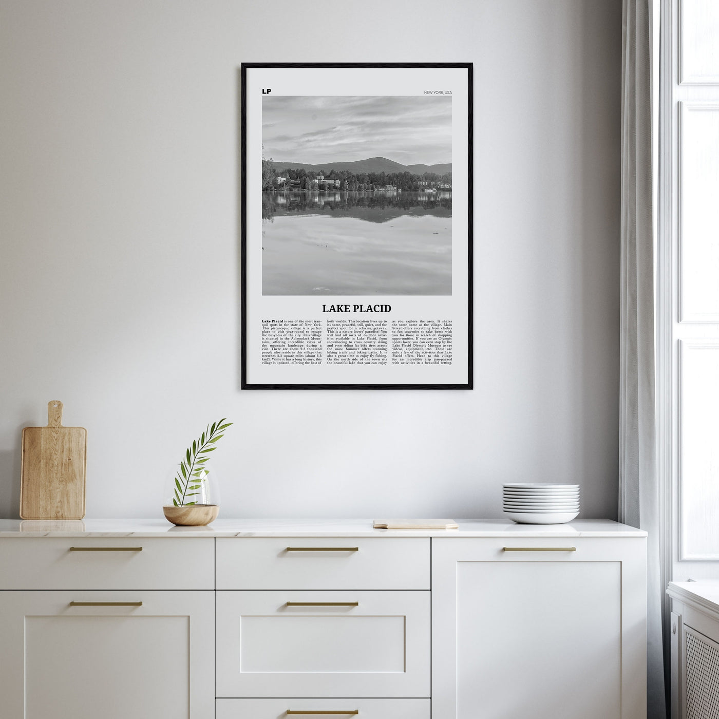 Lake Placid Travel B&W Poster