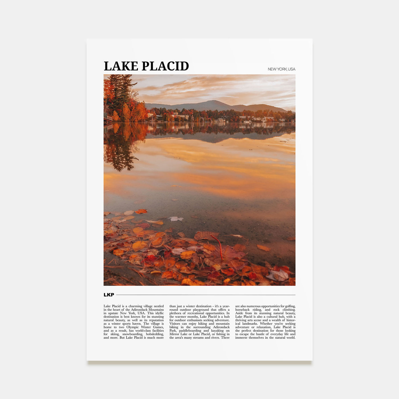 Lake Placid Travel Color Poster