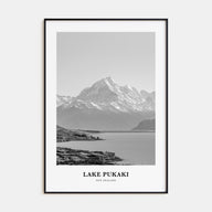 Lake Pukaki Portrait B&W Poster