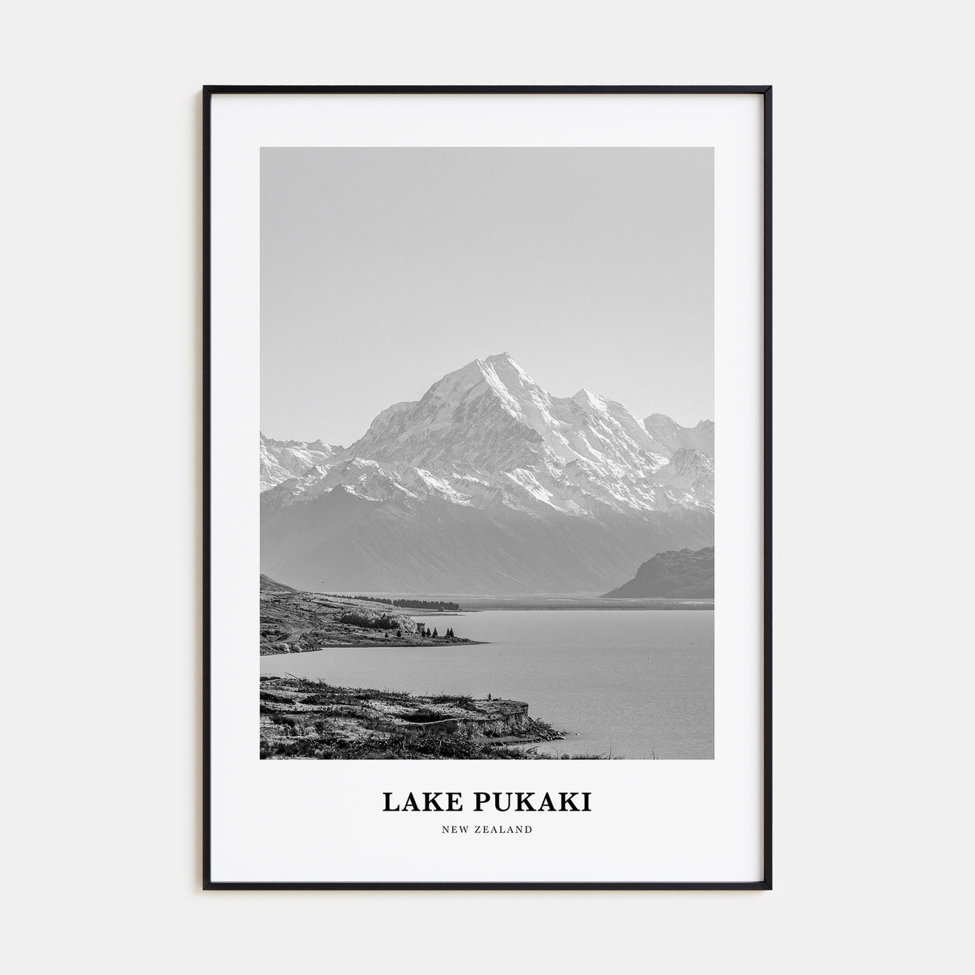 Lake Pukaki Portrait B&W Poster