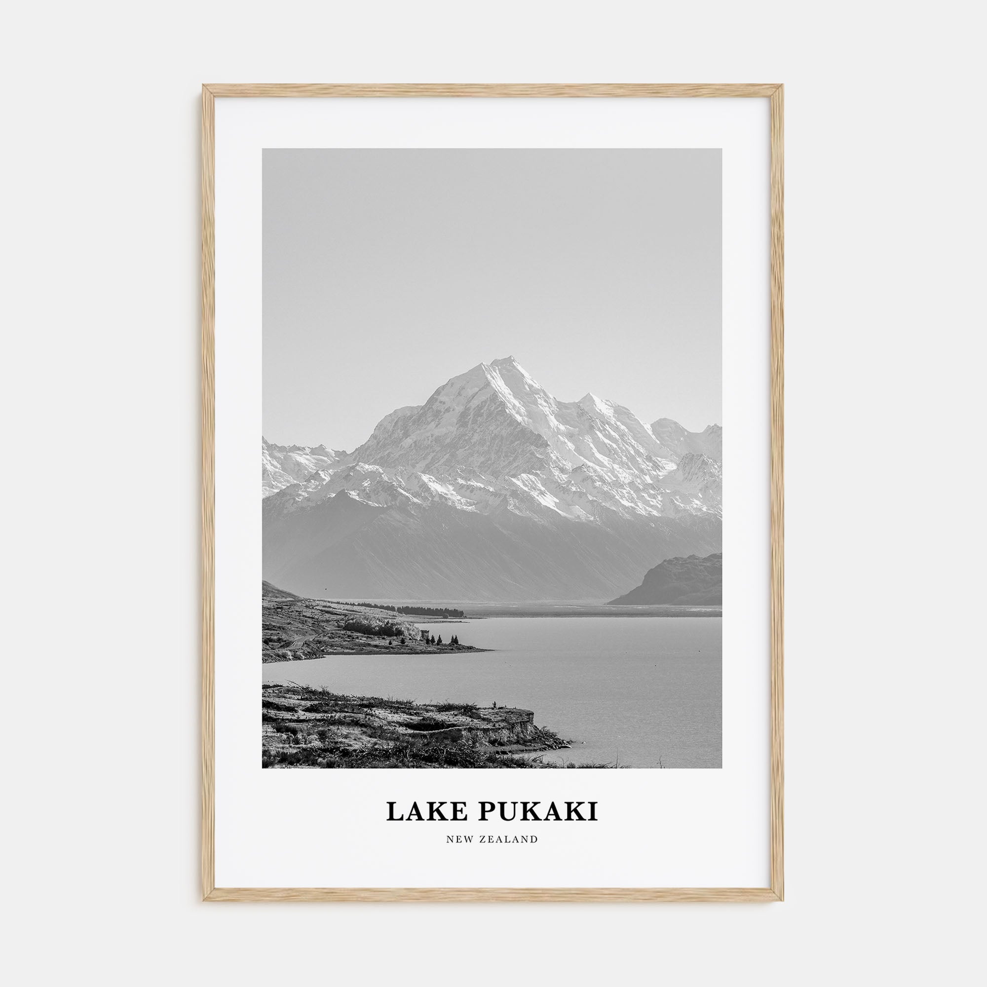 Lake Pukaki Portrait B&W Poster