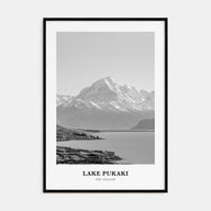 Lake Pukaki Portrait B&W Poster