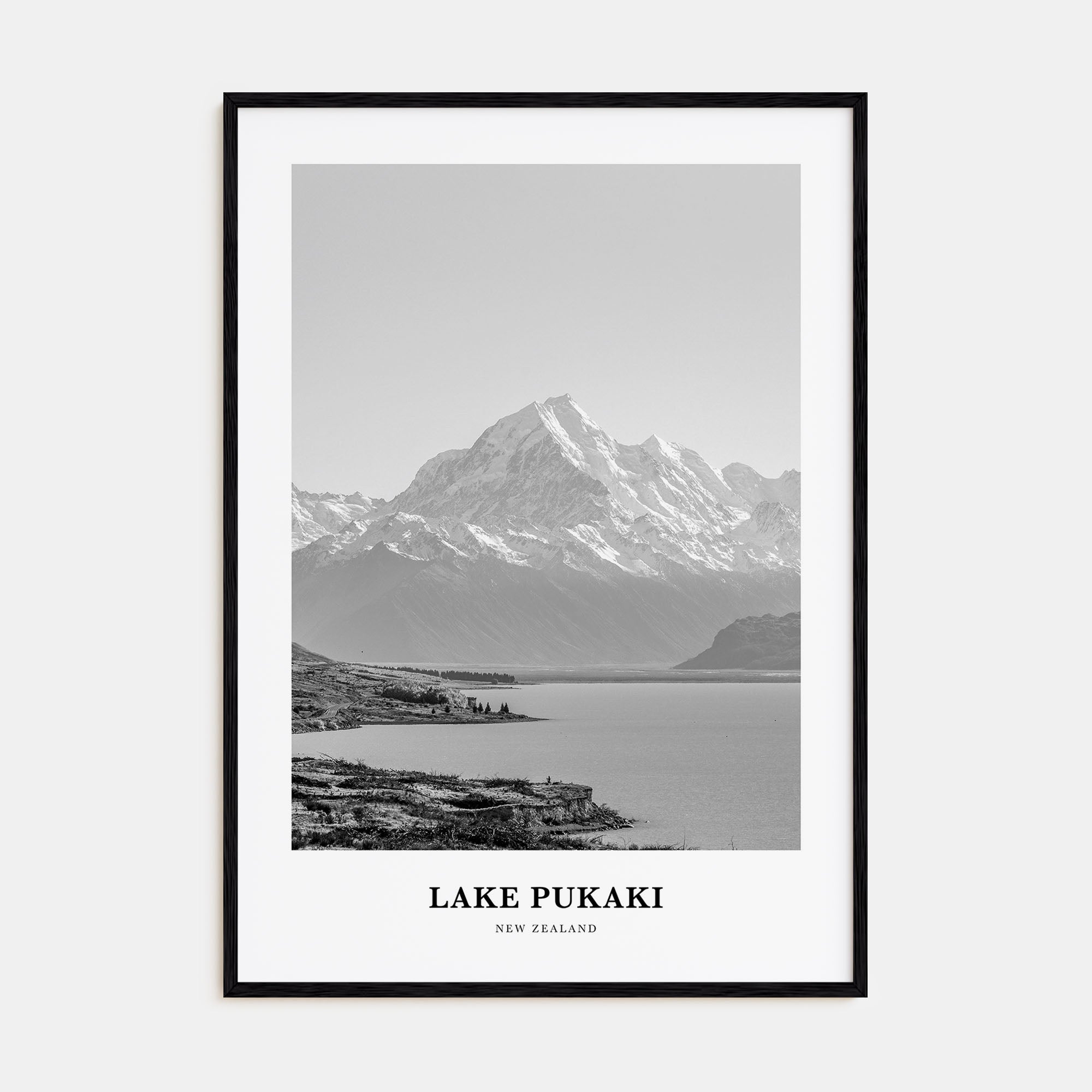 Lake Pukaki Portrait B&W Poster
