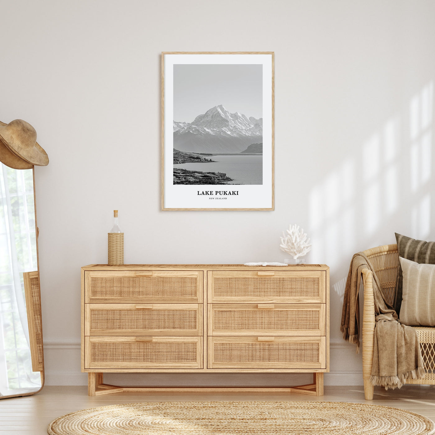 Lake Pukaki Portrait B&W Poster