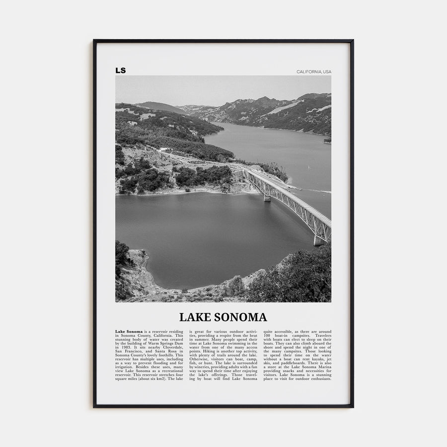Lake Sonoma Travel B&W Poster