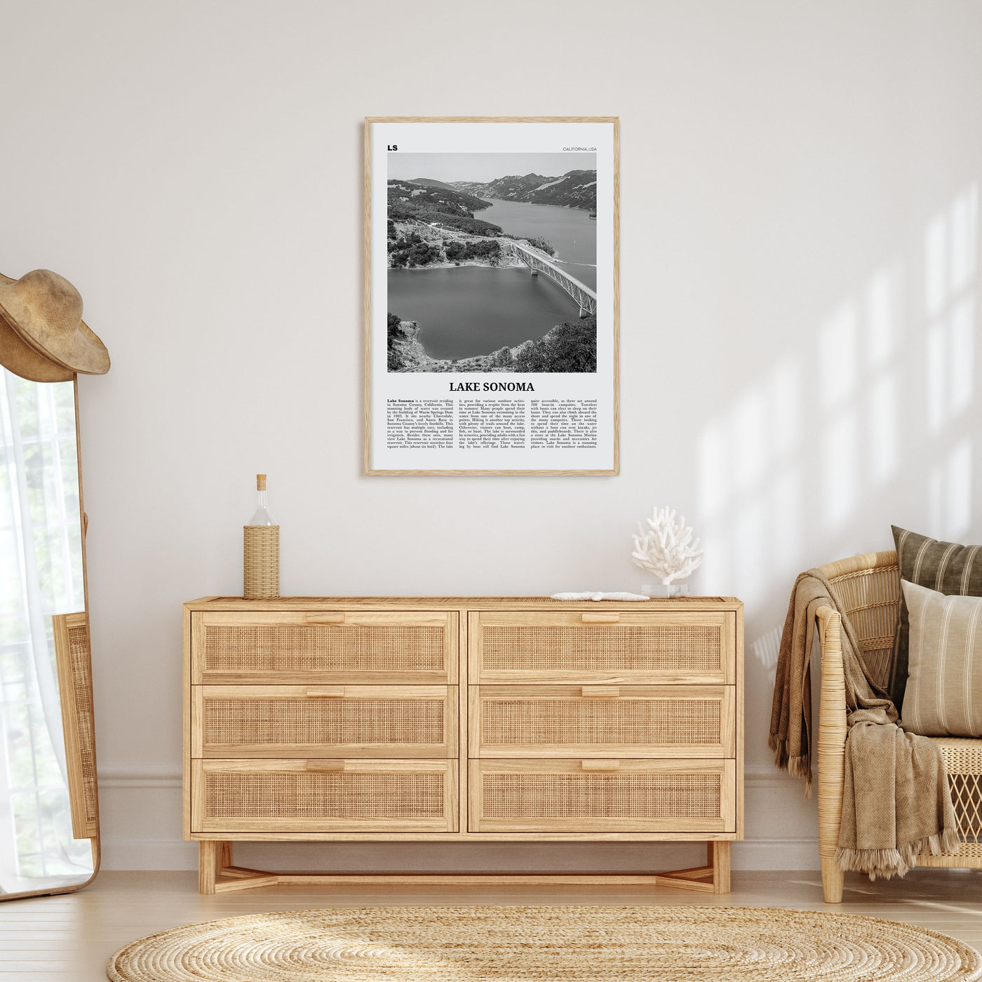 Lake Sonoma Travel B&W Poster