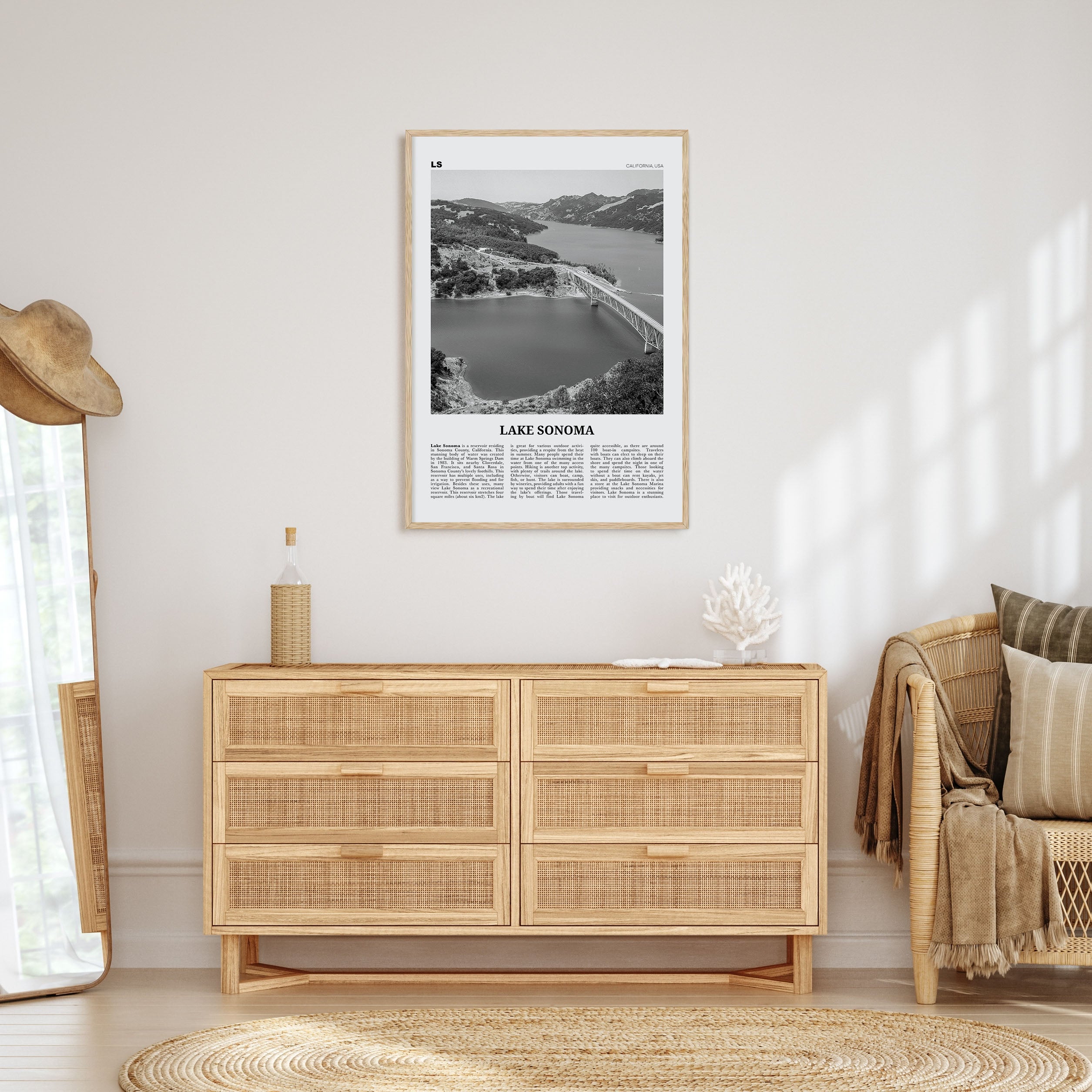 Lake Sonoma Travel B&W Poster