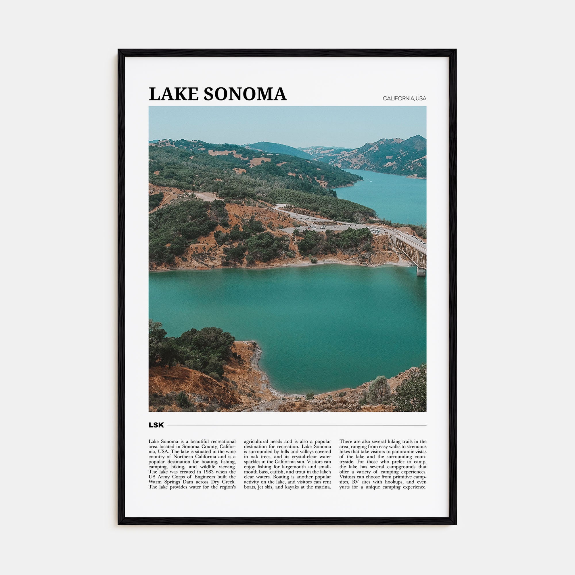 Lake Sonoma Travel Color Poster