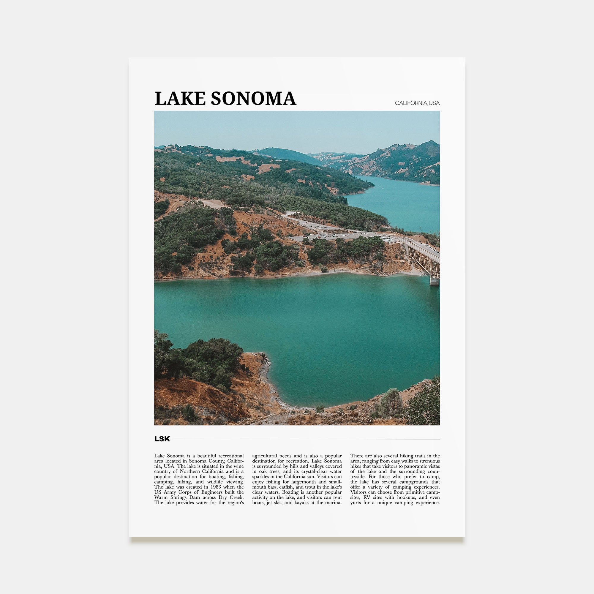 Lake Sonoma Travel Color Poster