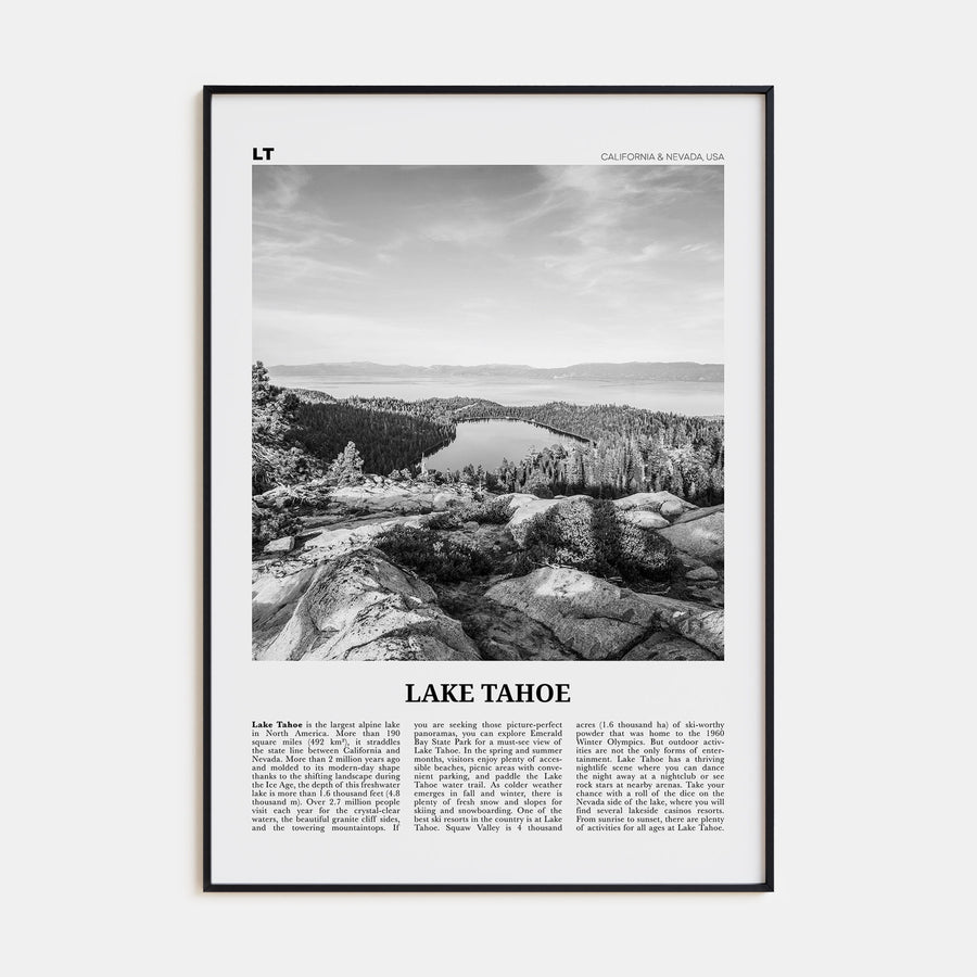 Lake Tahoe Travel B&W No 2 Poster