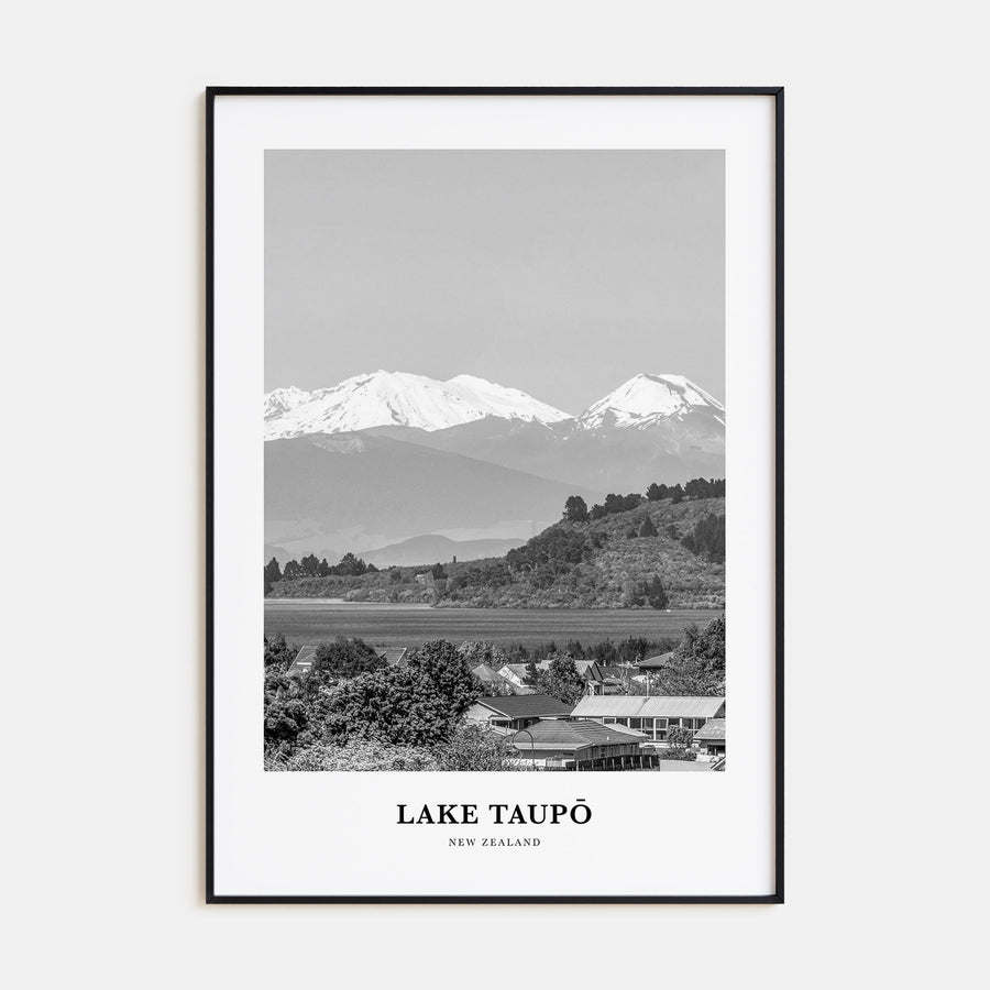 Lake Taupō Portrait B&W Poster
