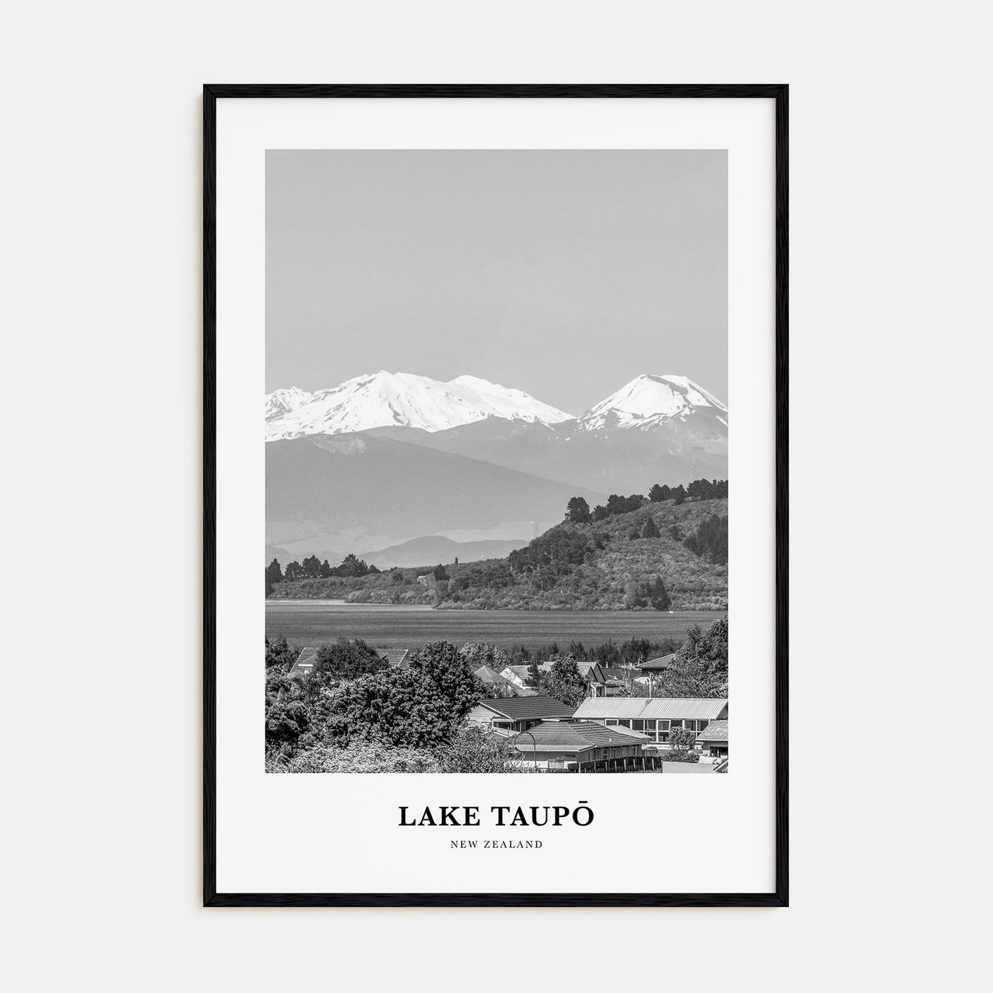 Lake Taupō Portrait B&W Poster