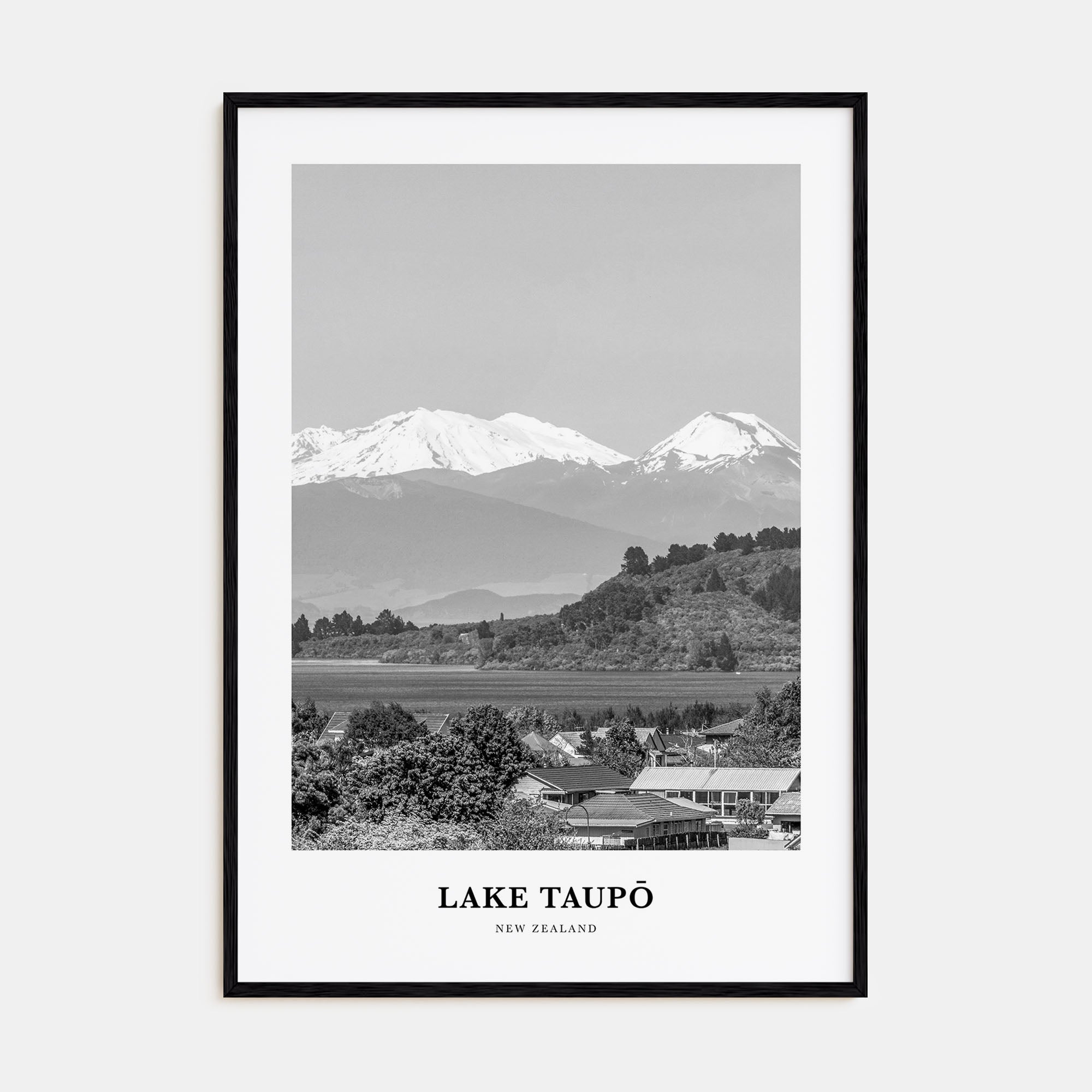 Lake Taupō Portrait B&W Poster