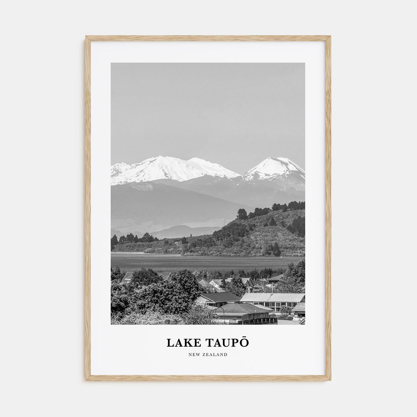 Lake Taupō Portrait B&W Poster