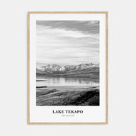 Lake Tekapo Portrait B&W Poster