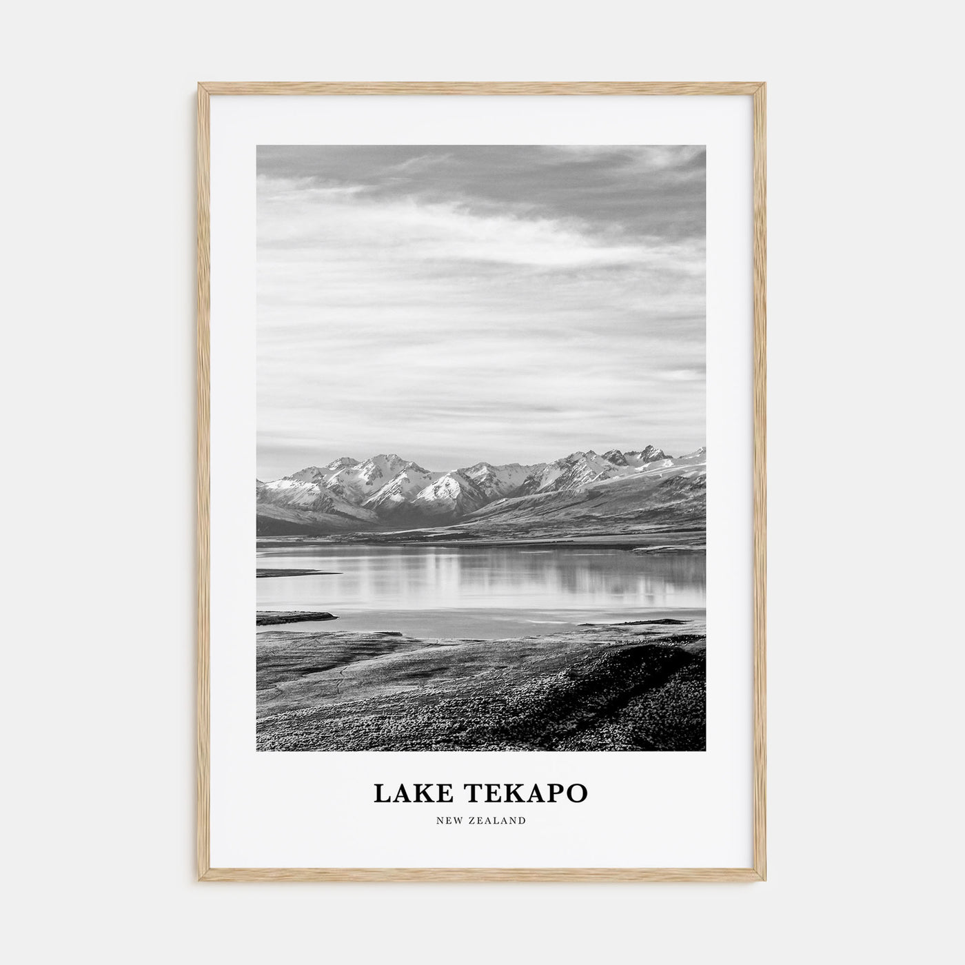 Lake Tekapo Portrait B&W Poster