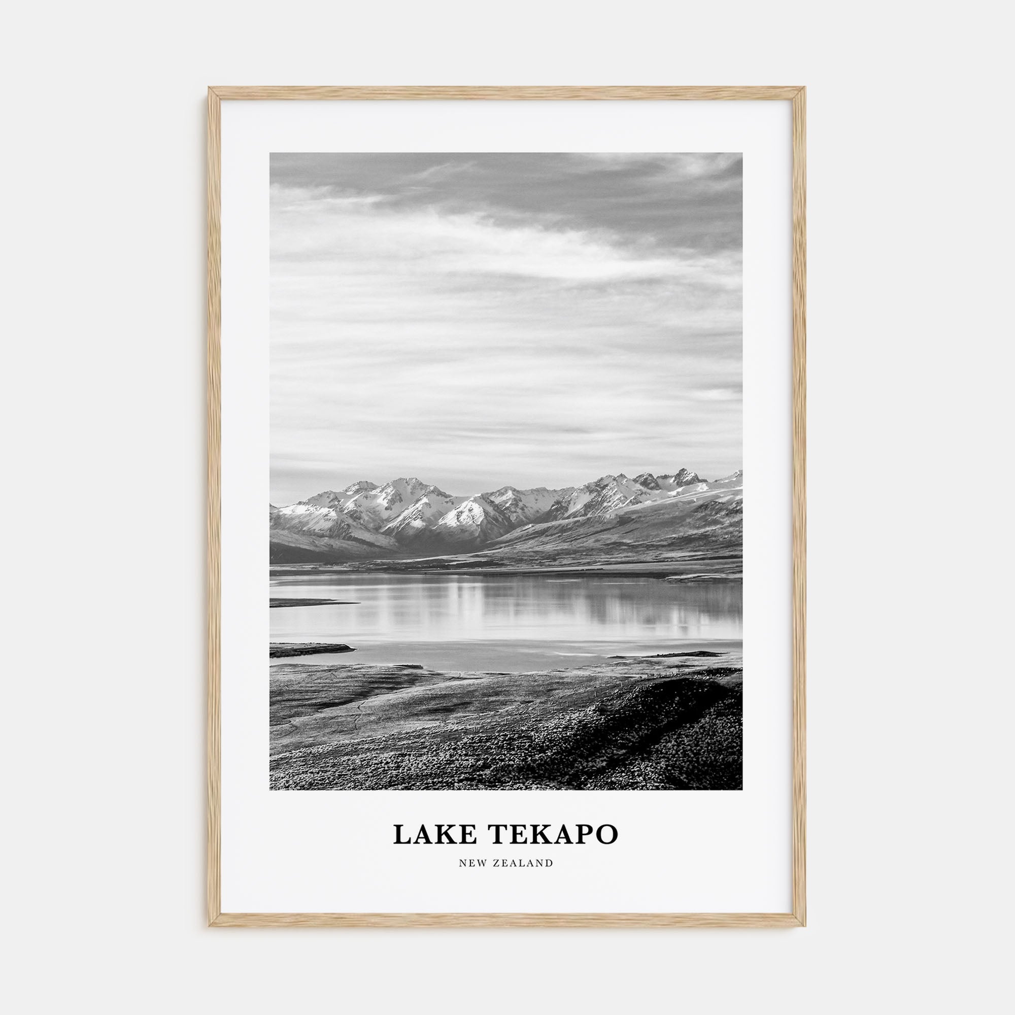 Lake Tekapo Portrait B&W Poster