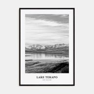 Lake Tekapo Portrait B&W Poster