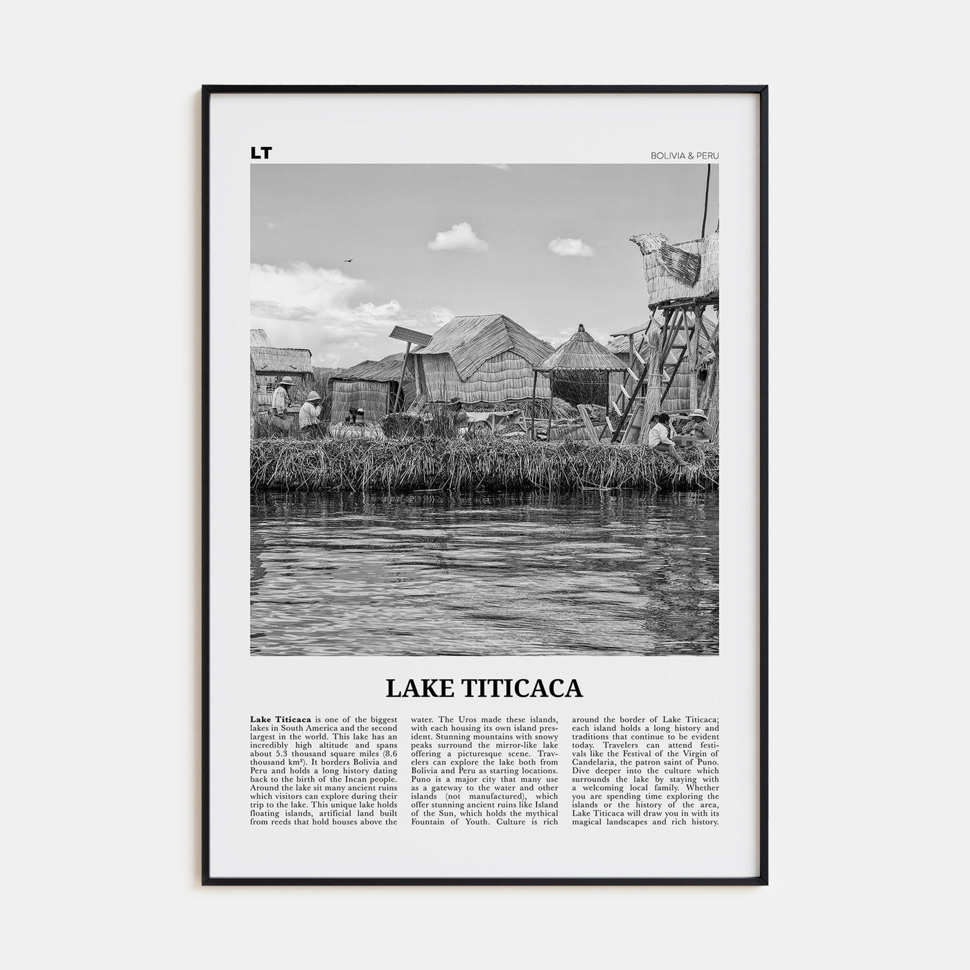 Lake Titicaca Travel B&W Poster
