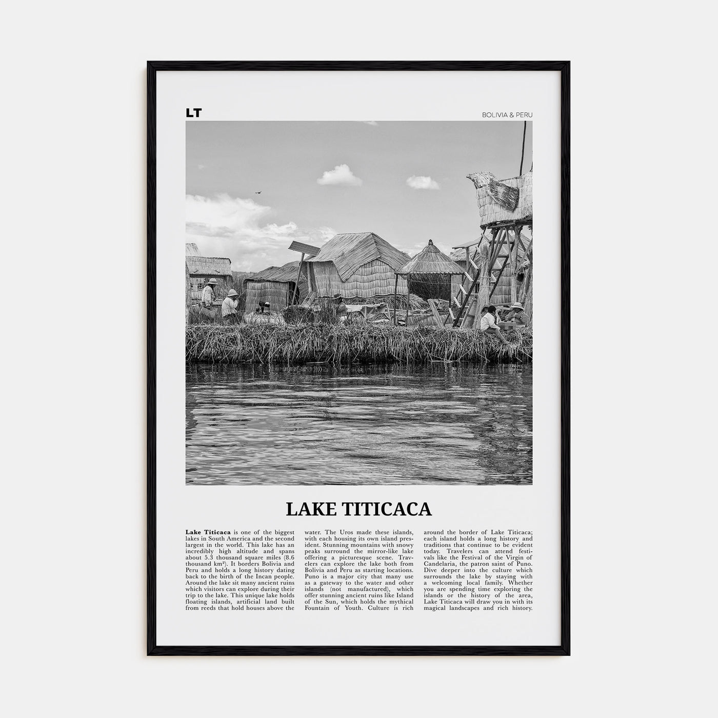 Lake Titicaca Travel B&W Poster