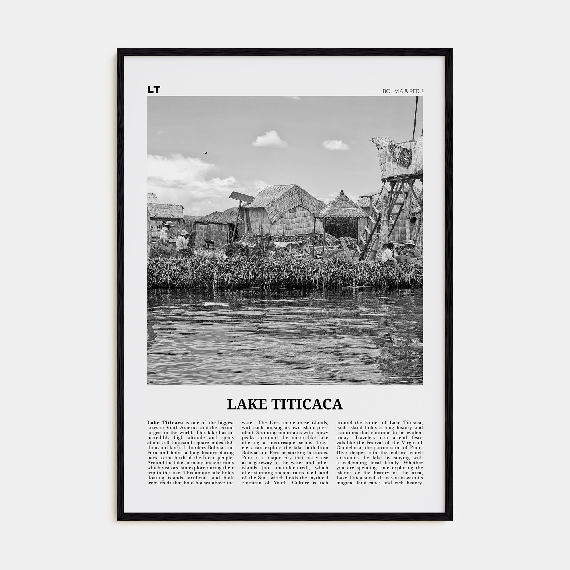 Lake Titicaca Travel B&W Poster