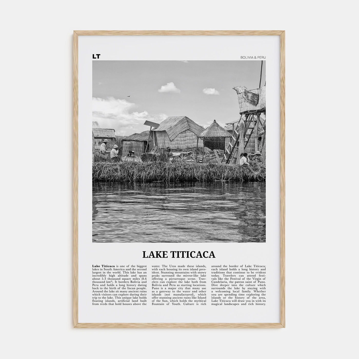 Lake Titicaca Travel B&W Poster