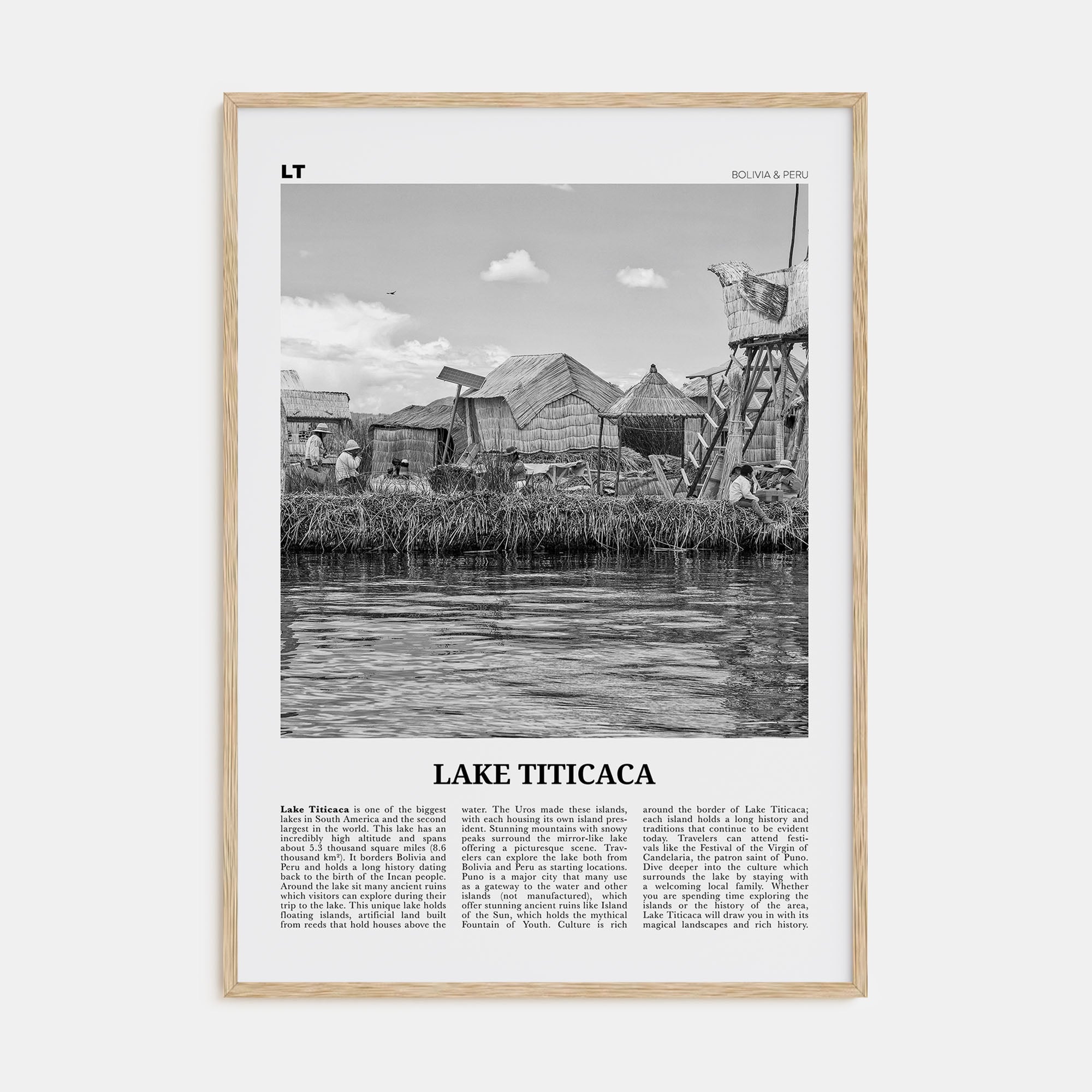 Lake Titicaca Travel B&W Poster