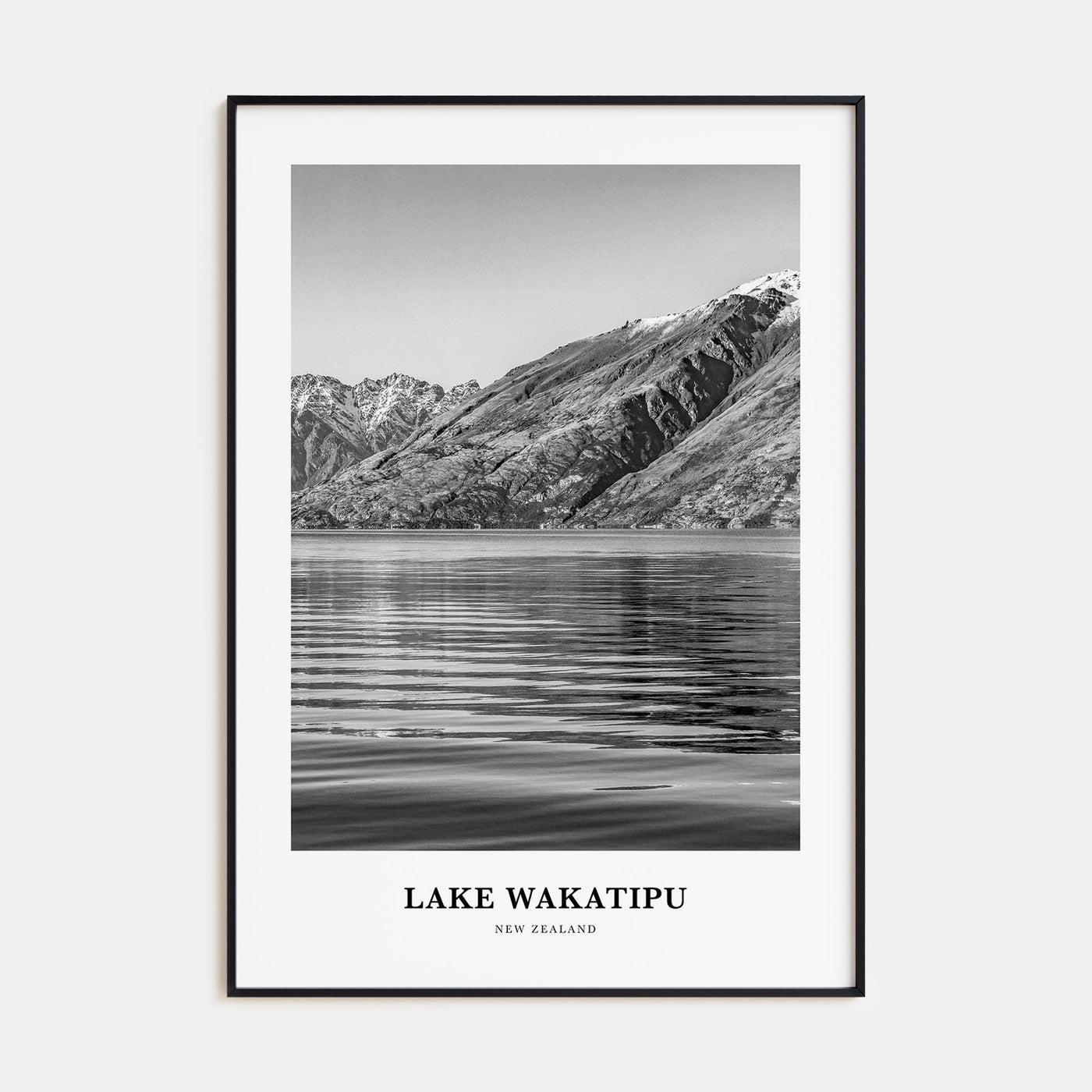 Lake Wakatipu Portrait B&W Poster