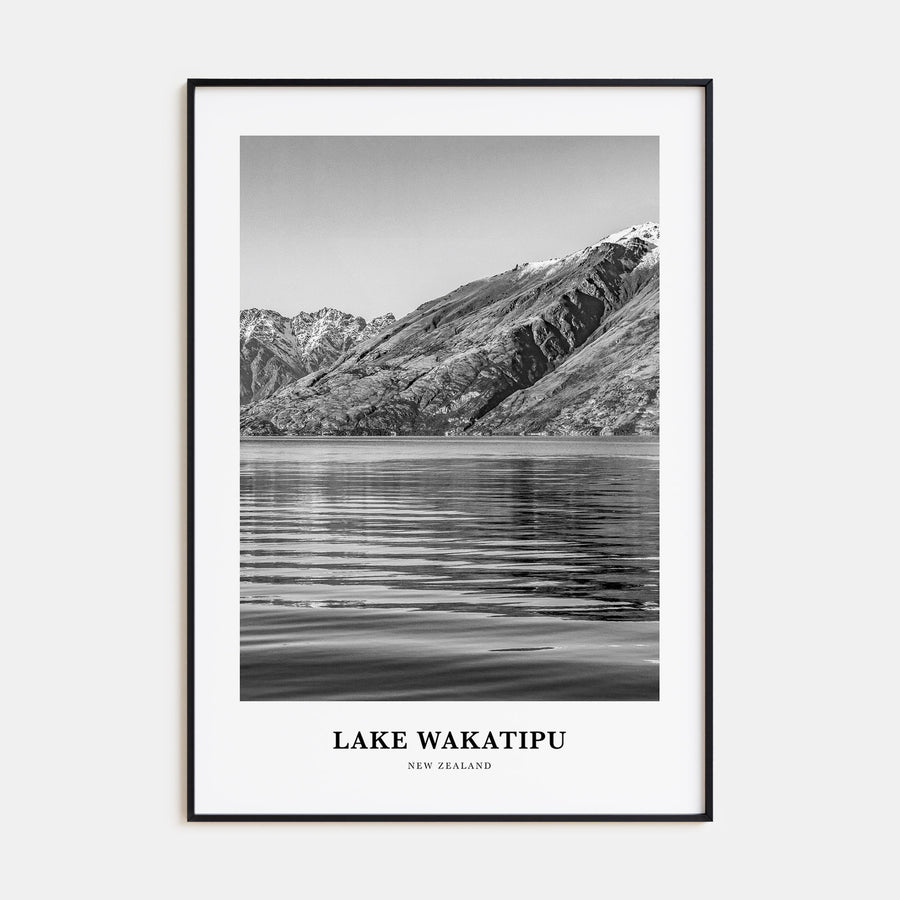 Lake Wakatipu Portrait B&W Poster