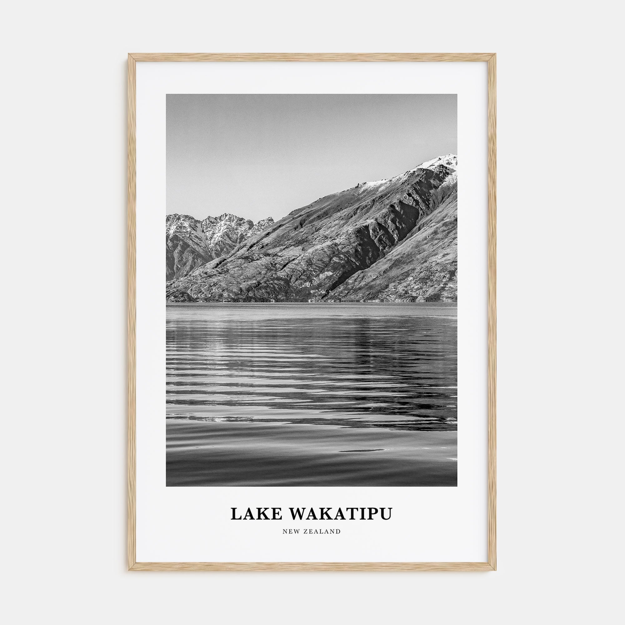 Lake Wakatipu Portrait B&W Poster