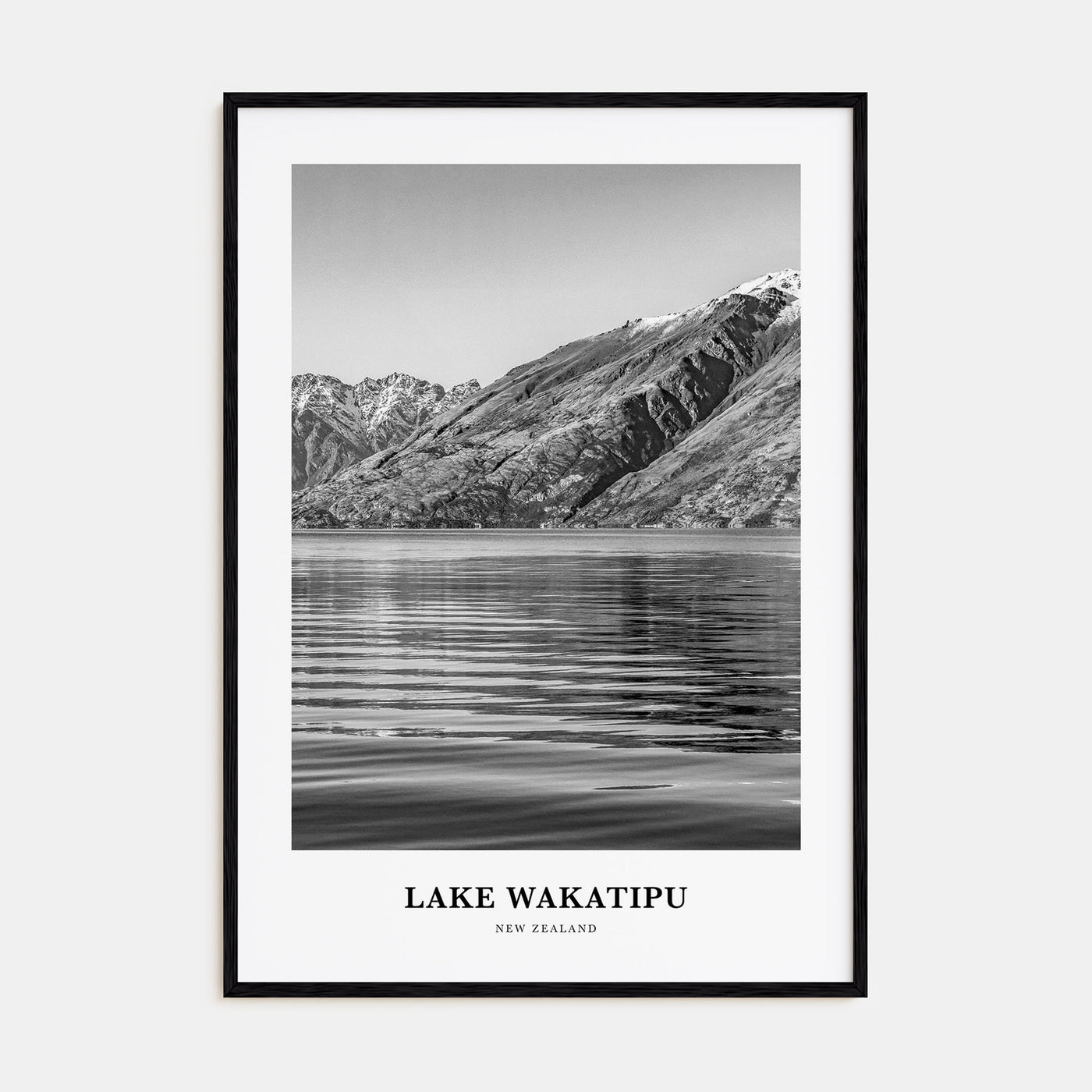 Lake Wakatipu Portrait B&W Poster