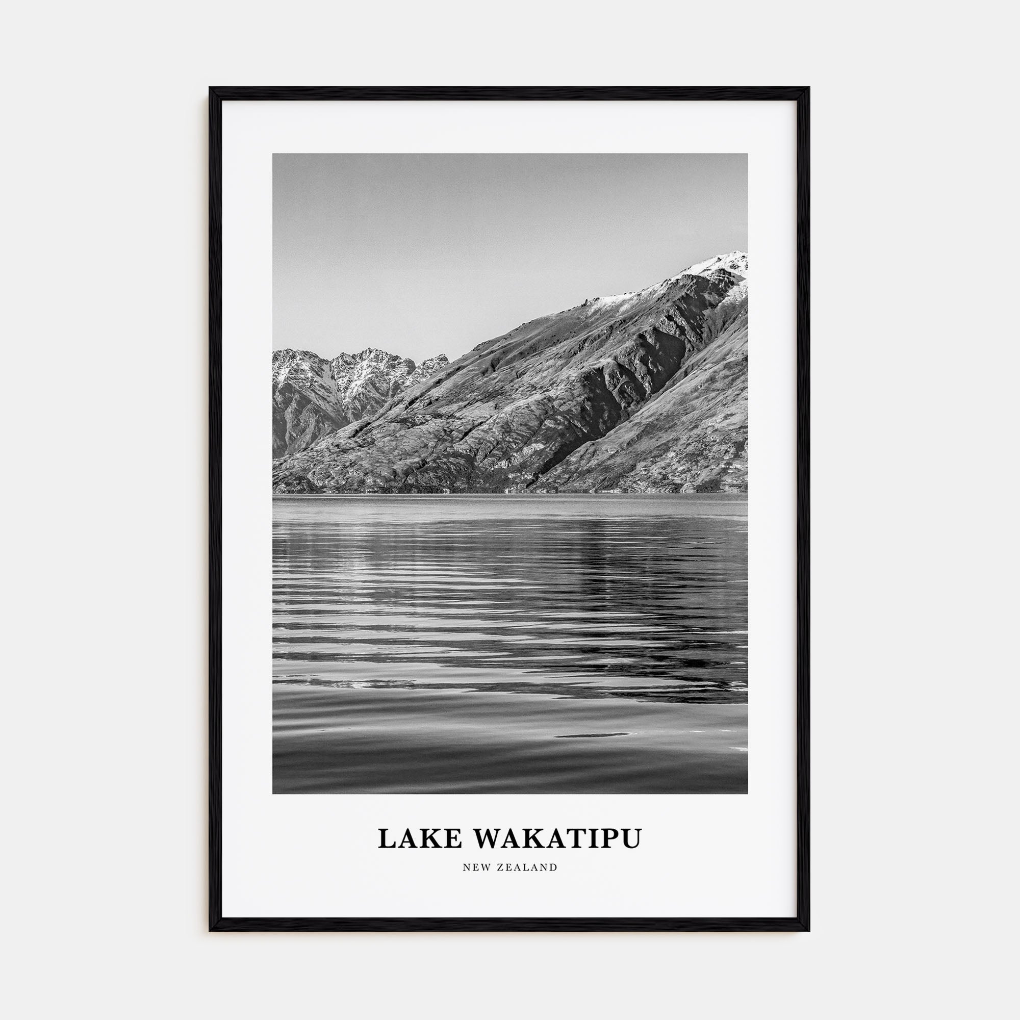 Lake Wakatipu Portrait B&W Poster