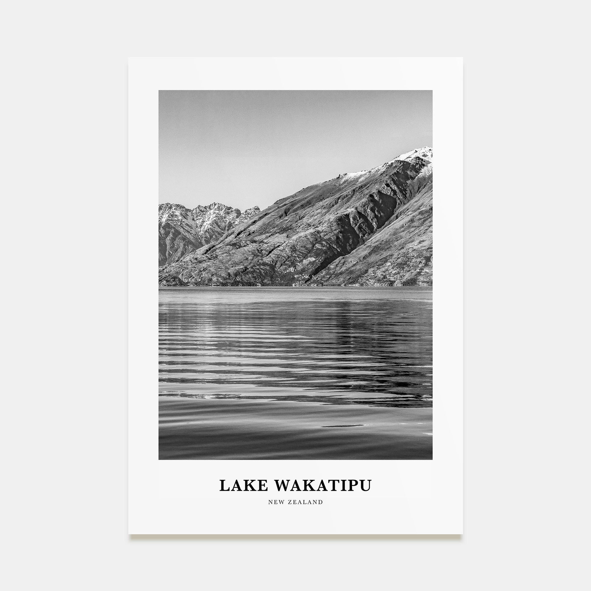 Lake Wakatipu Portrait B&W Poster