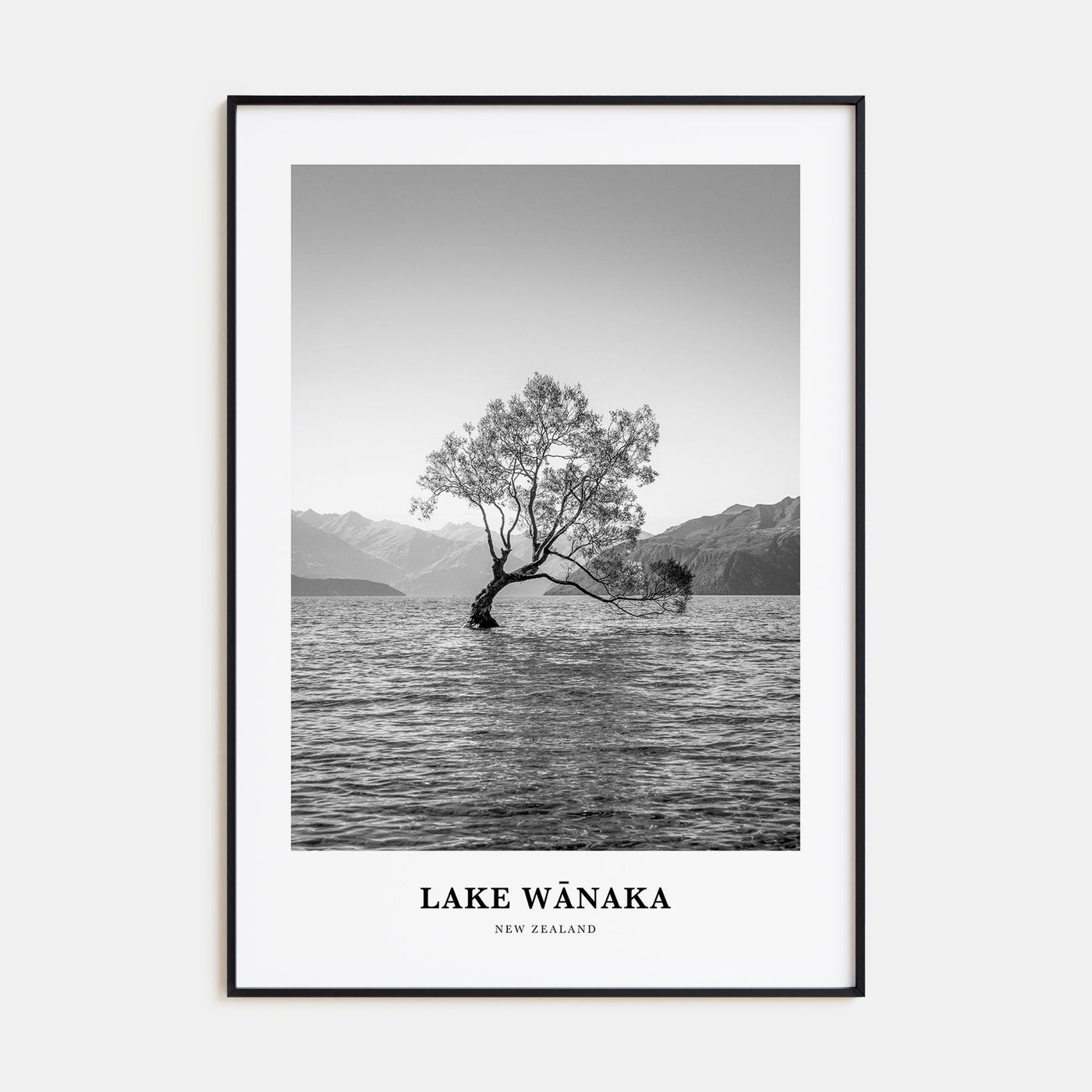 Lake Wānaka Portrait B&W Poster