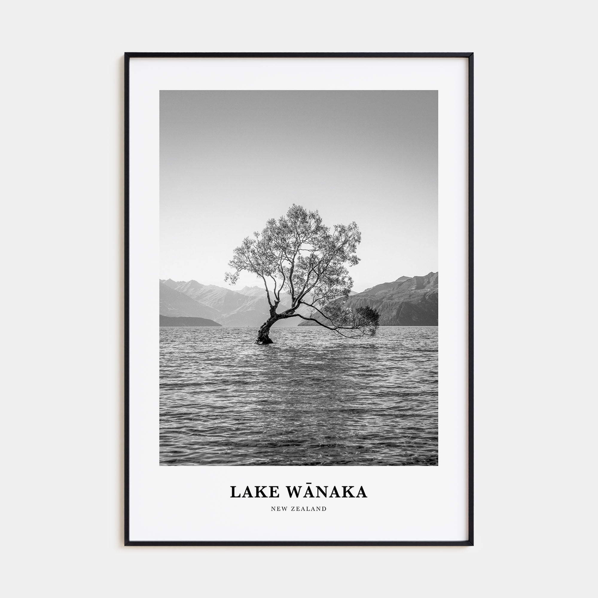 Lake Wānaka Portrait B&W Poster