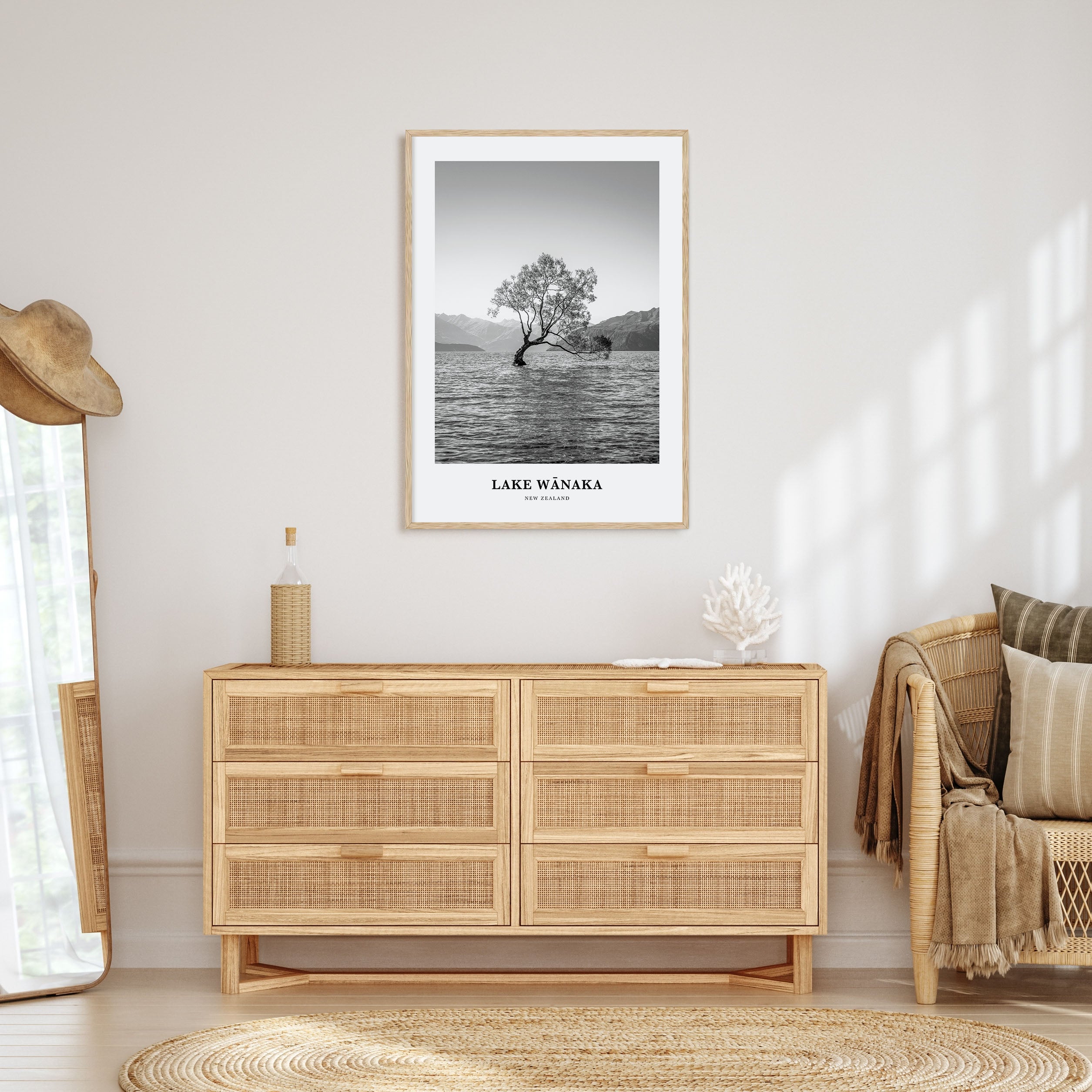Lake Wānaka Portrait B&W Poster