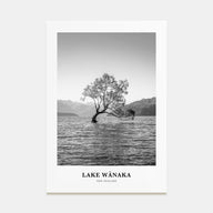 Lake Wānaka Portrait B&W Poster