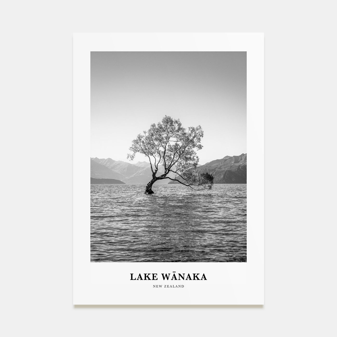 Lake Wānaka Portrait B&W Poster