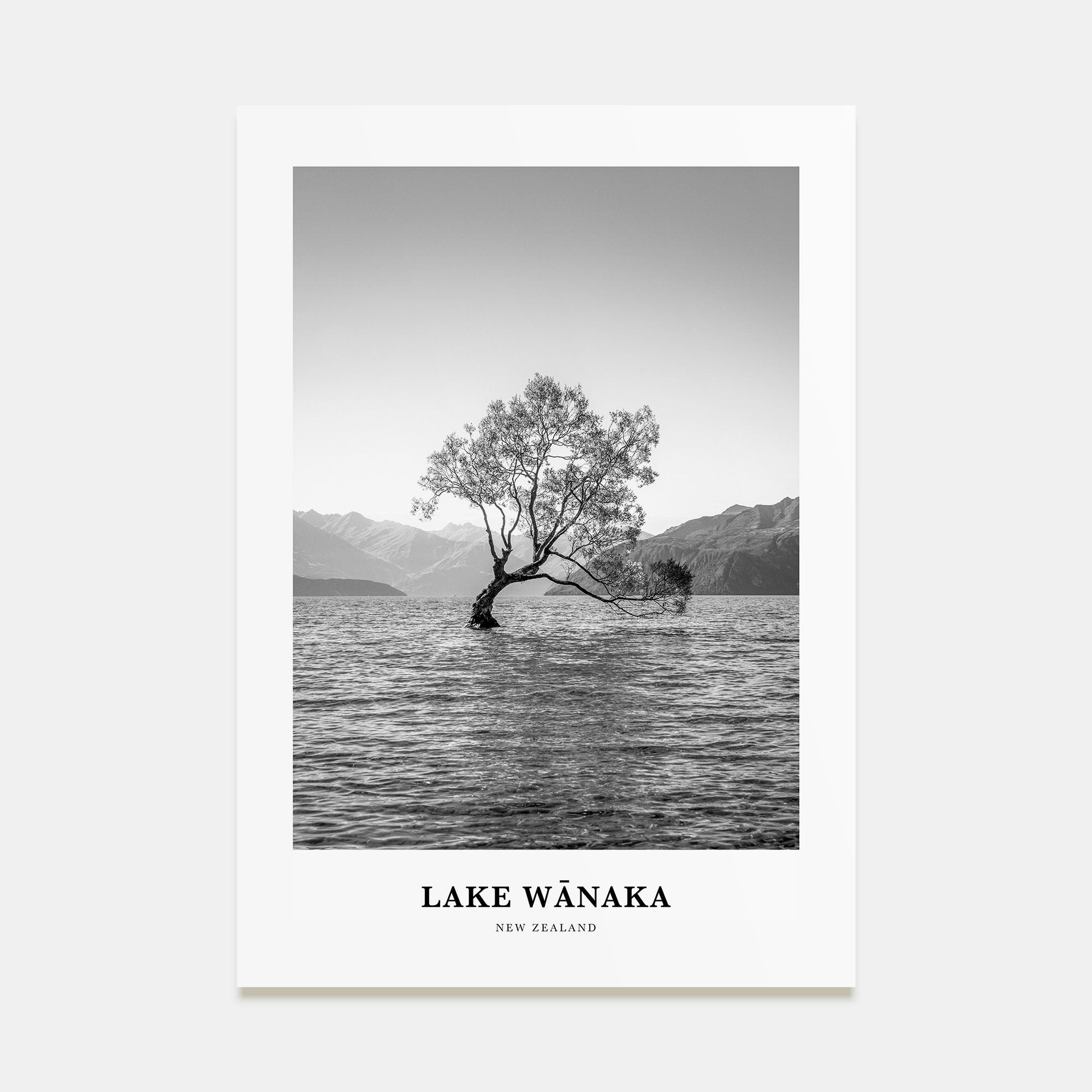 Lake Wānaka Portrait B&W Poster