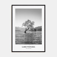 Lake Wānaka Portrait B&W Poster