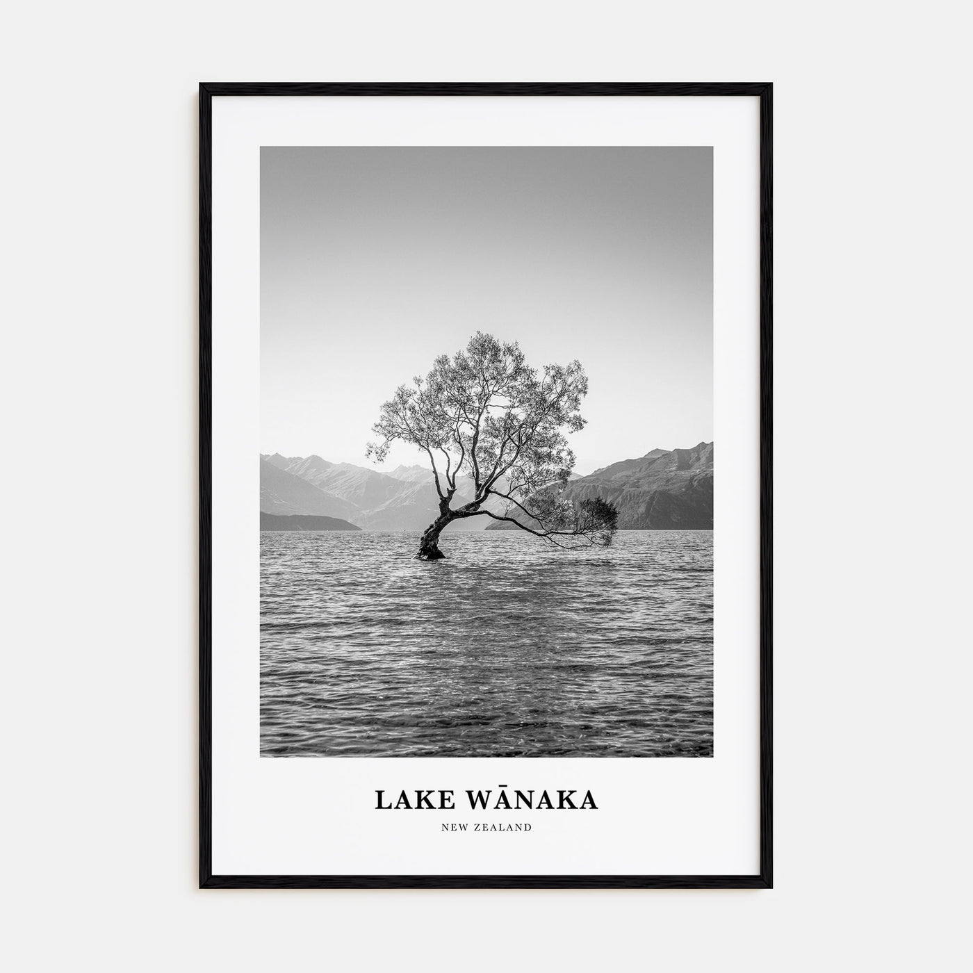 Lake Wānaka Portrait B&W Poster