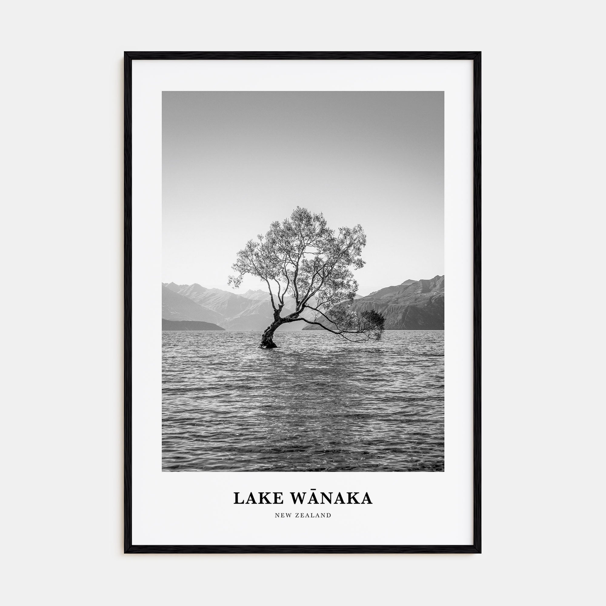 Lake Wānaka Portrait B&W Poster